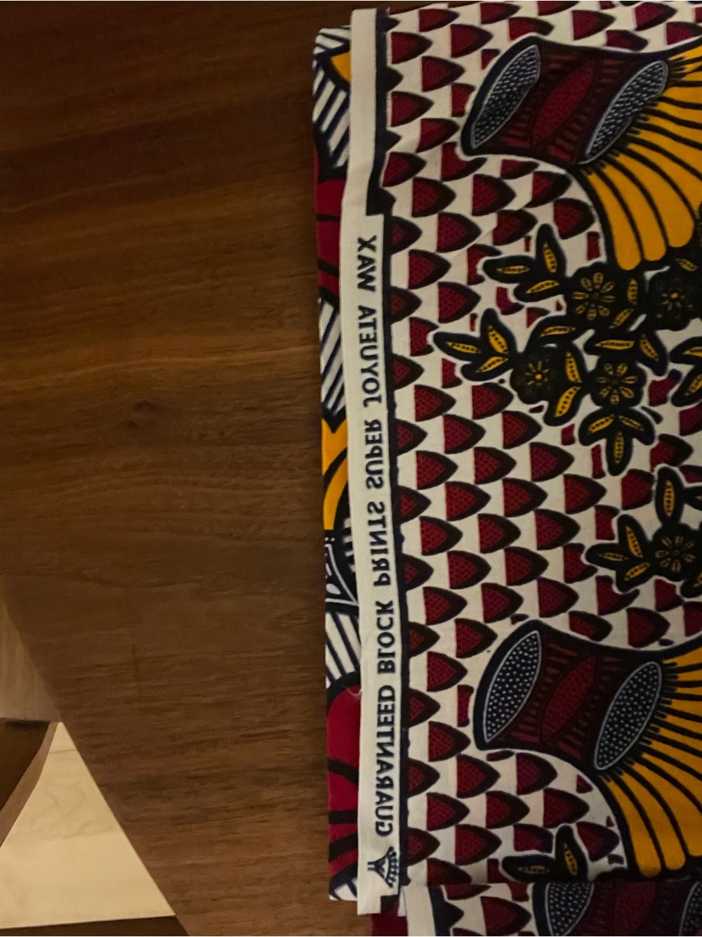African Wax Print Pencil Skirt in Red, Yellow & White